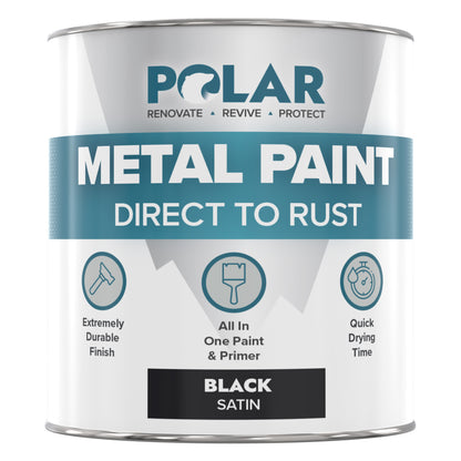 Polar Metal Paint | Direct to Rust Satin Black Paint for Metal Surfaces