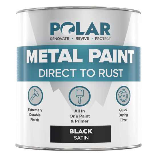 Polar Metal Paint | Direct to Rust Satin Black Paint for Metal Surfaces